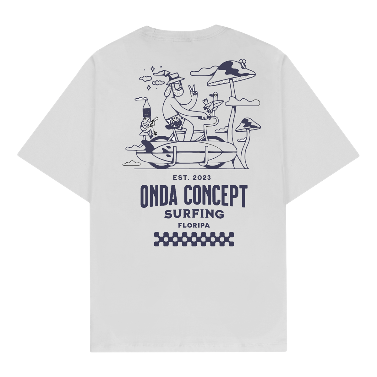 Camiseta Cottonflex manga curta Branca e Azul marinho - Life Style