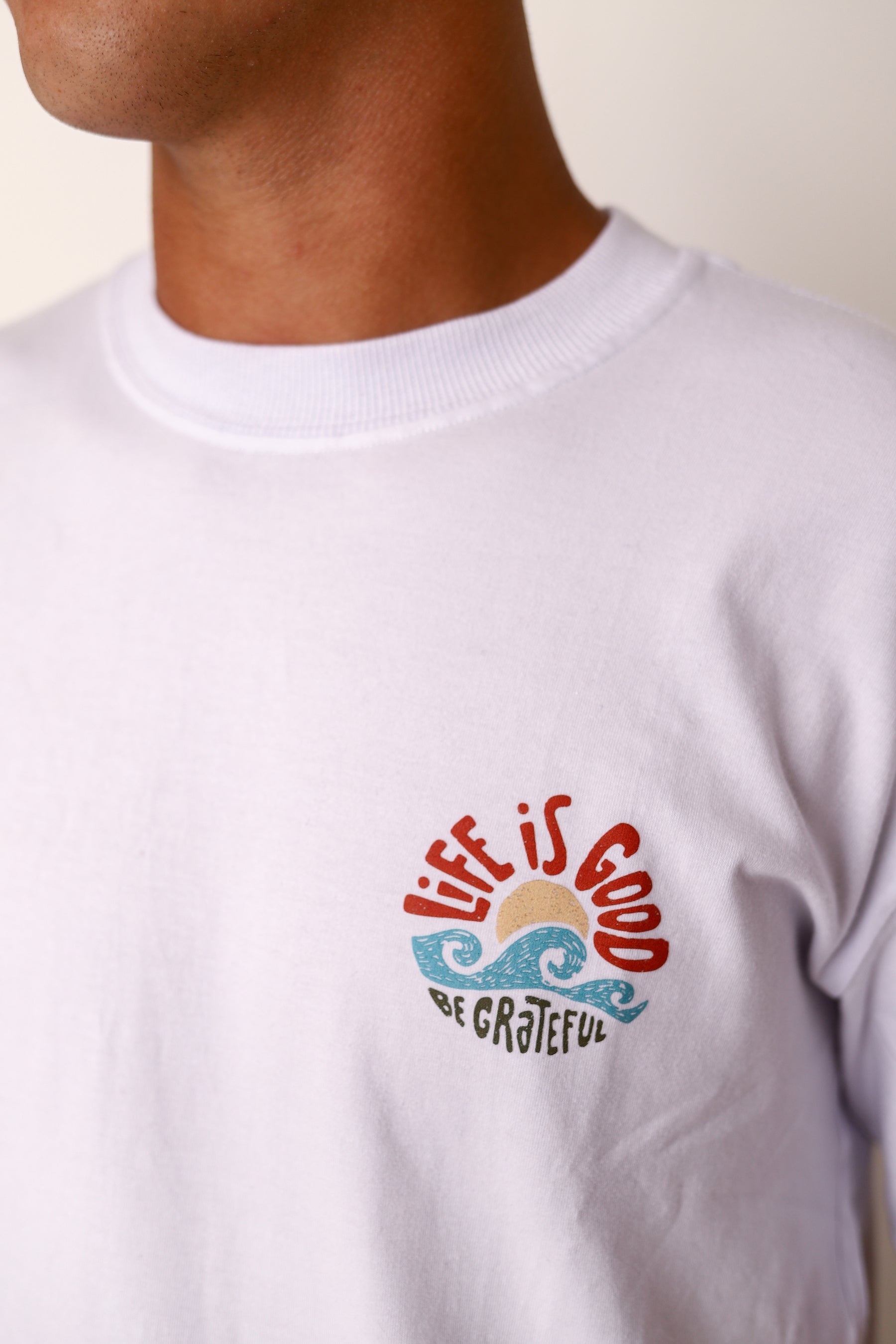 Camiseta Cottonflex manga curta branca - Life is good