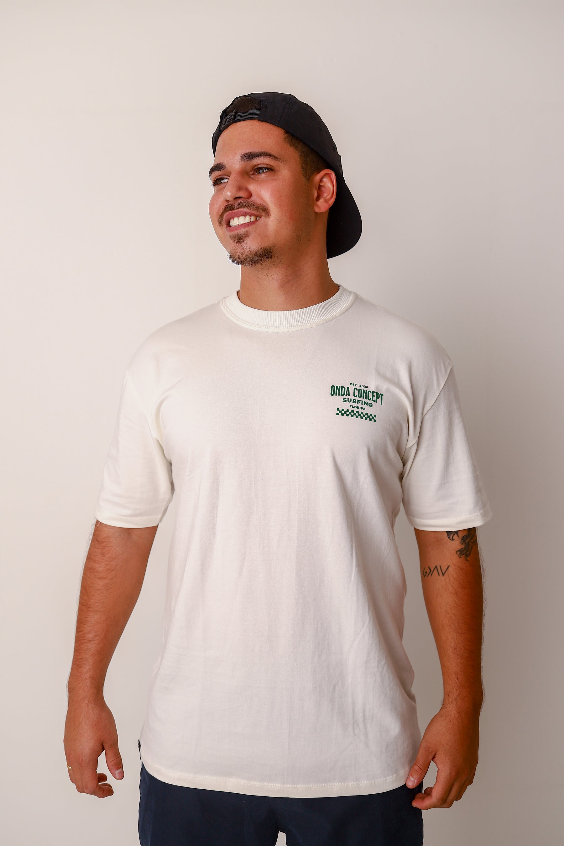 Camiseta Cottonflex manga curta Off white com Verde - Life Style