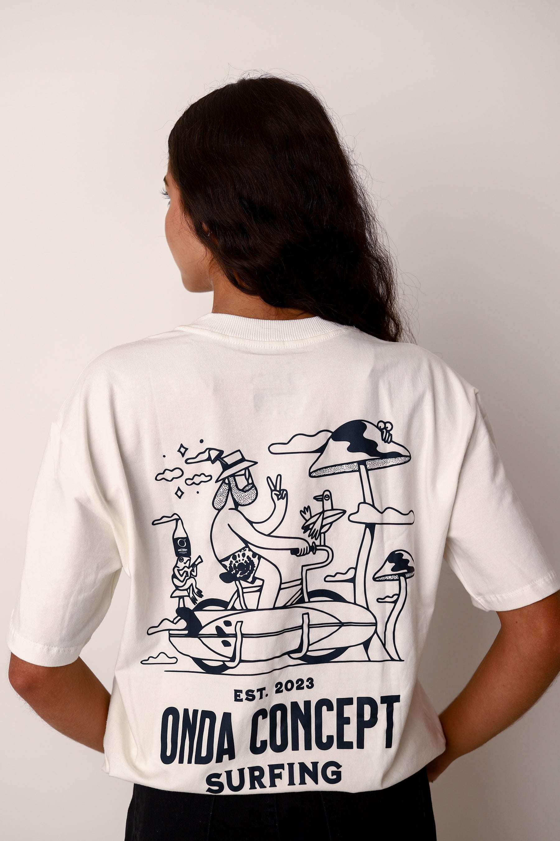 Camiseta Cottonflex Off white com Azul marinho manga curta - Life Style