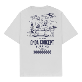 Camiseta Cottonflex manga curta Branca e Azul marinho  - Life Style