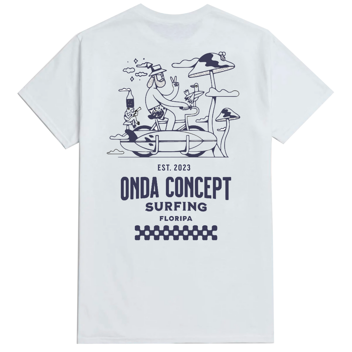 Camiseta Cottonflex manga curta Branca e Azul marinho  - Life Style