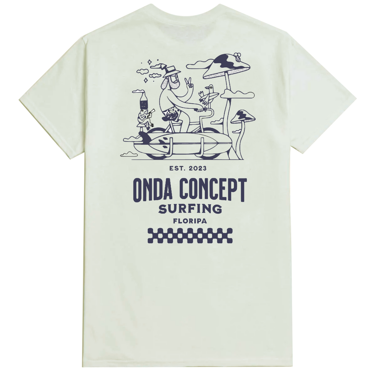 Camiseta Cottonflex Off white com Azul marinho manga curta - Life Style