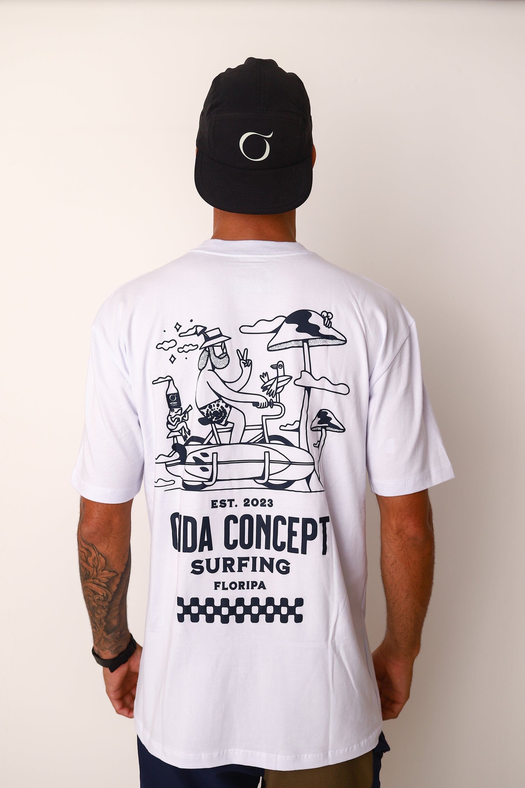 Camiseta Cottonflex manga curta Branca e Azul marinho  - Life Style