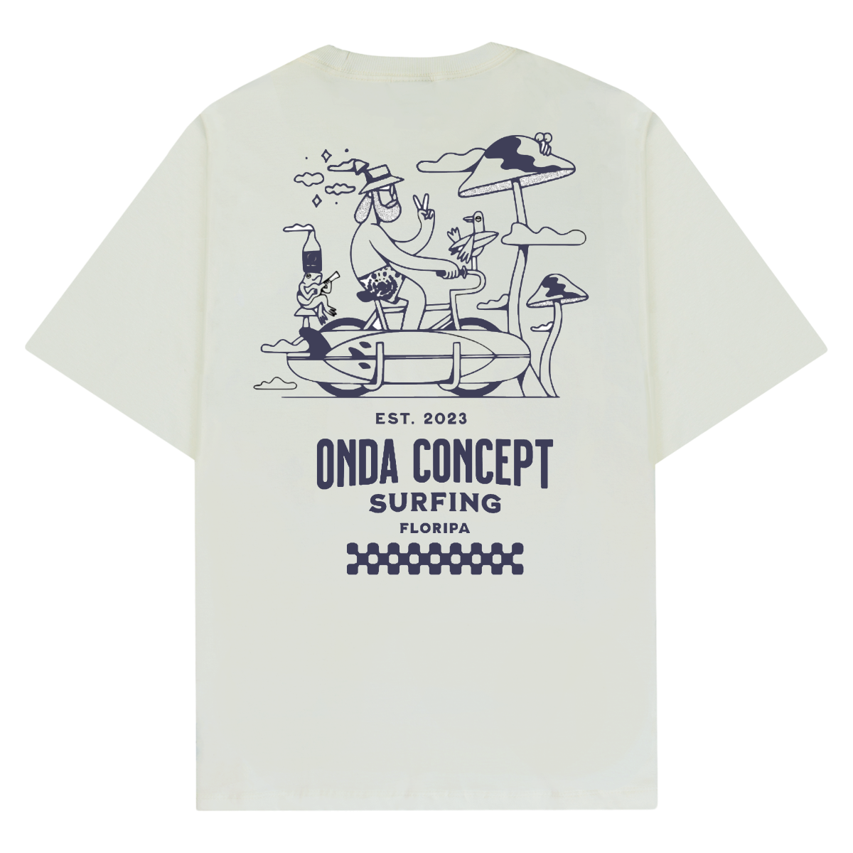 Camiseta Cottonflex Off white com Azul marinho manga curta - Life Style